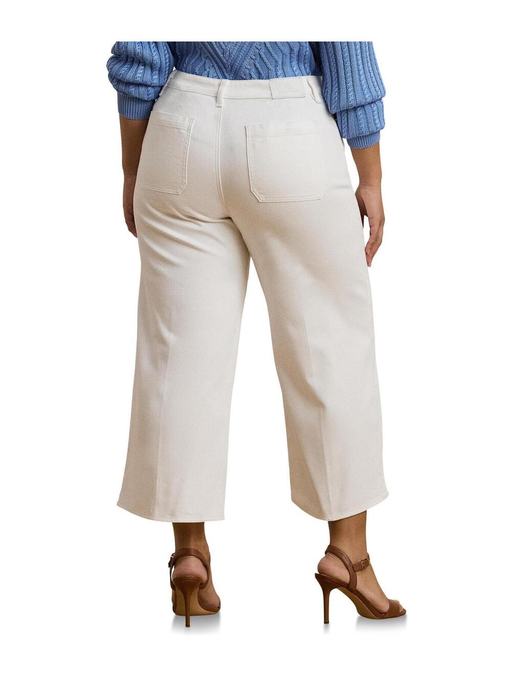 Lauren Ralph Lauren Plus Size High-Rise Wide-Leg Cropped Jeans White Wash 22 - Picture 2 of 3